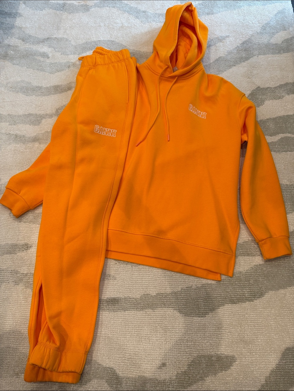 Ganni Bright Orange Hoodie & Joggers Set